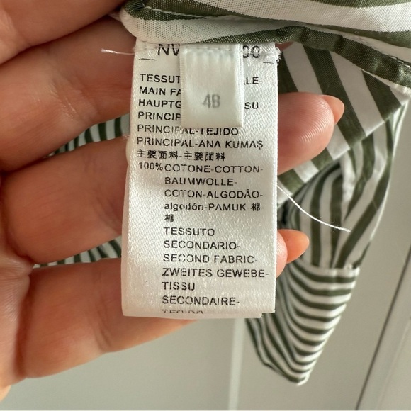 Bagutta green & white stripe cotton button down dress shirt - size Medium (M) - Picture 6 of 7